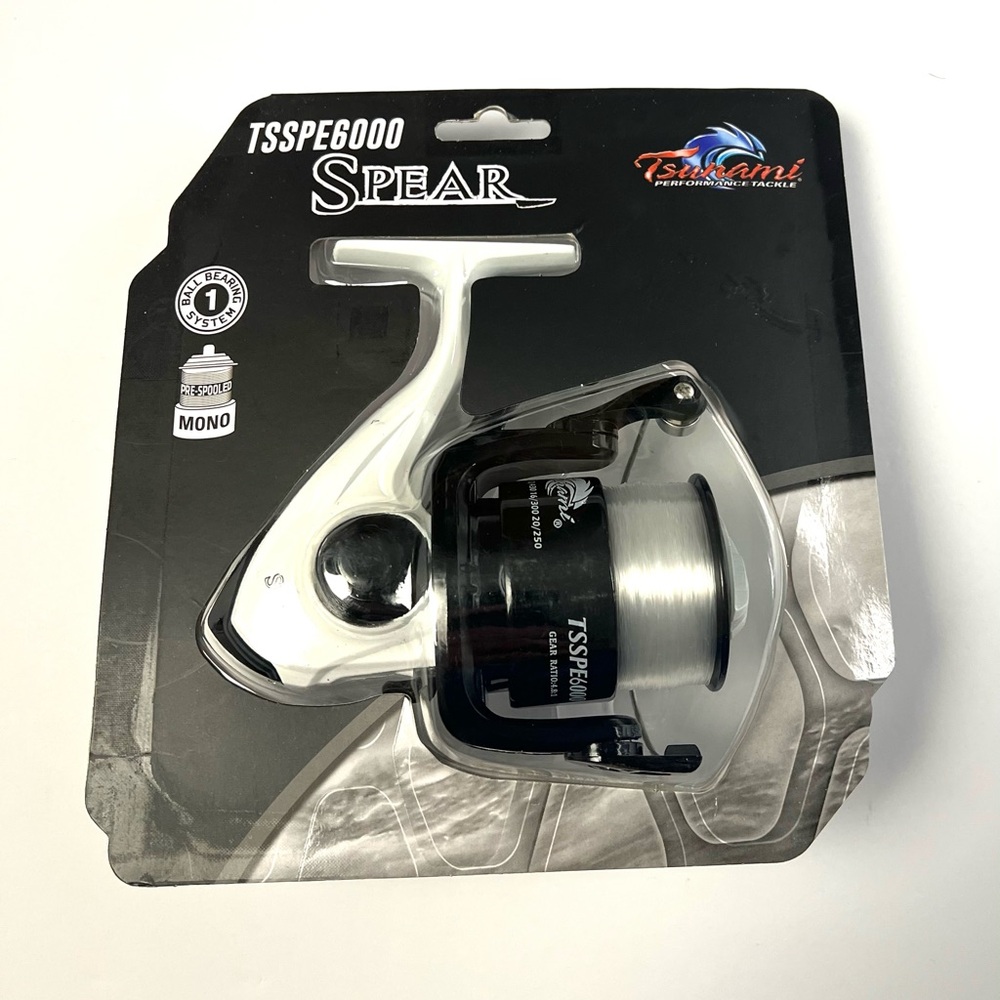 Tsunami Spear 6000 Fishing Reel 4.8:1 Gear Ratio 1 Bearing 12 LB MONO - New